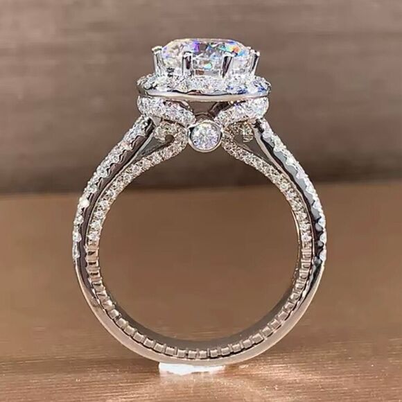 Stunning 3ct Round Cut Solitaire CZ Sterling Silver Ring New - Picture 2 of 8